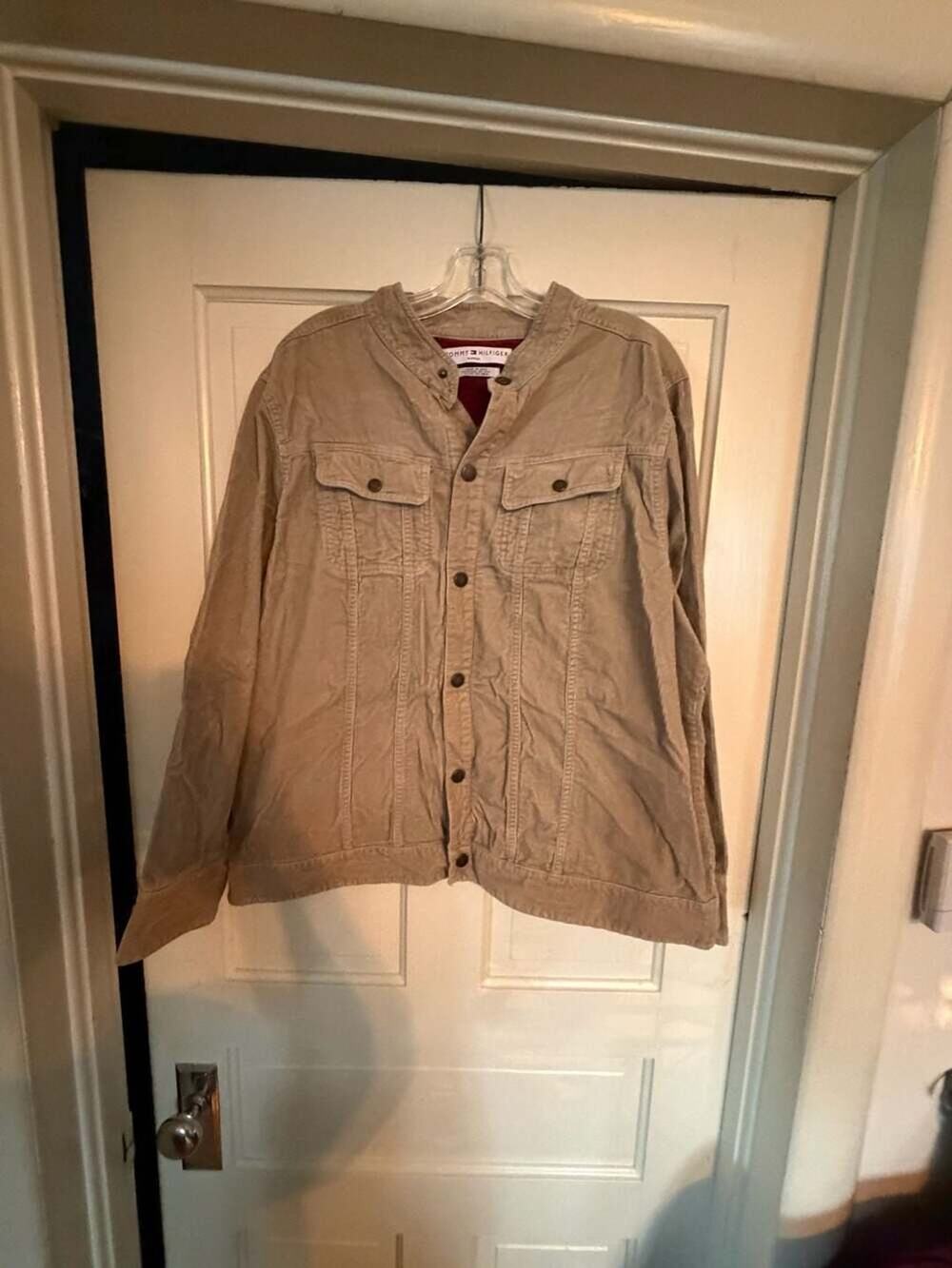 Tommy Hilfiger Woman Beige Corduroy Button-Up Jacket
